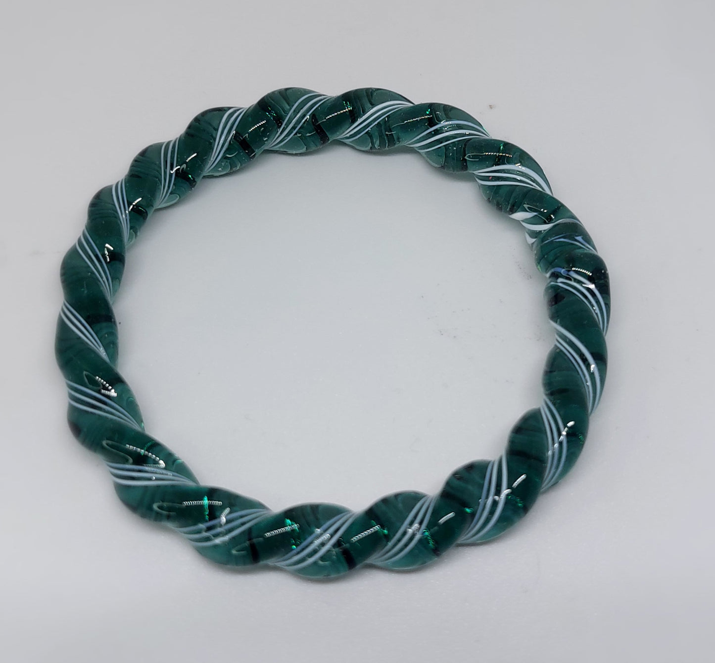 NY Lifestyles Twisted Design Crystal Glass Bangle – Handmade, Colorful Bohemian Glass Jewelry for Women, Lightweight & Unique, Fashionable Ethnic Bracelet (Sea Green)