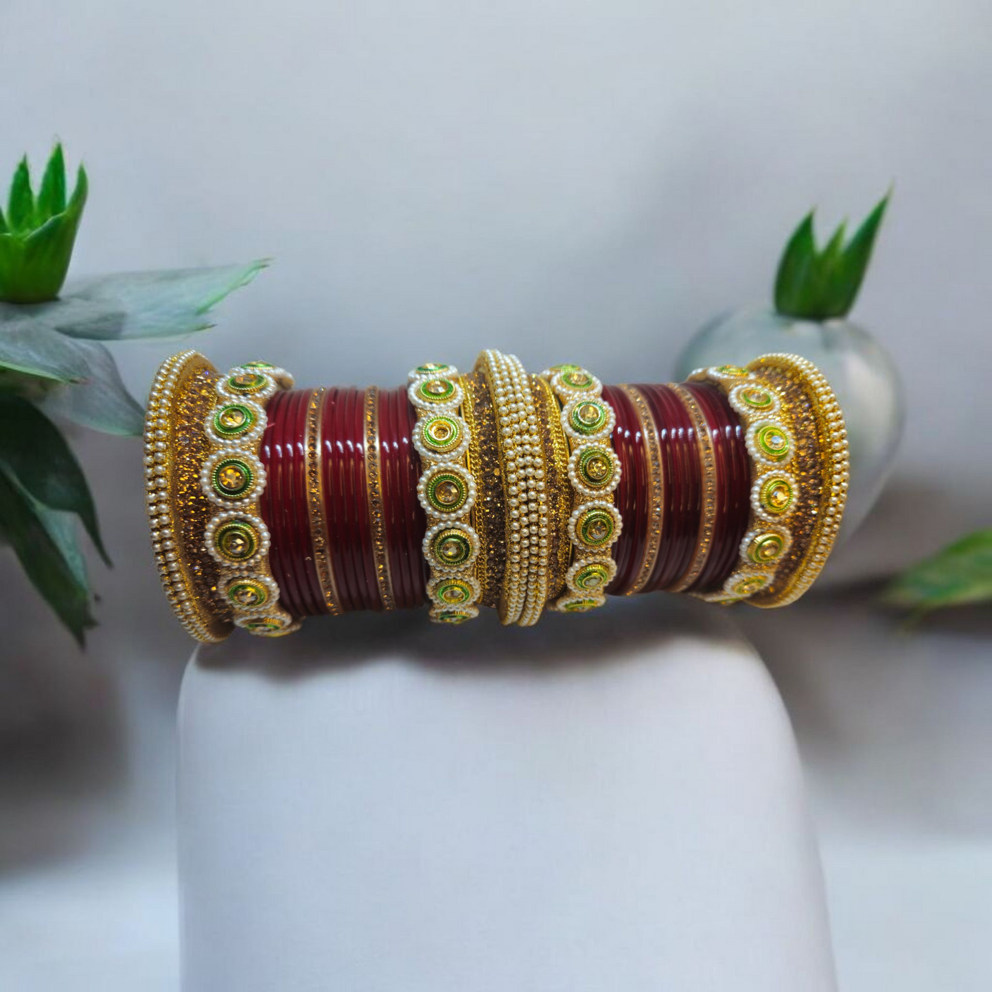 NY LIFESTYLES Bridal Punjabi Chuda Bangle Set for Women and Girls | Traditional Bridal Chura Bangles Set