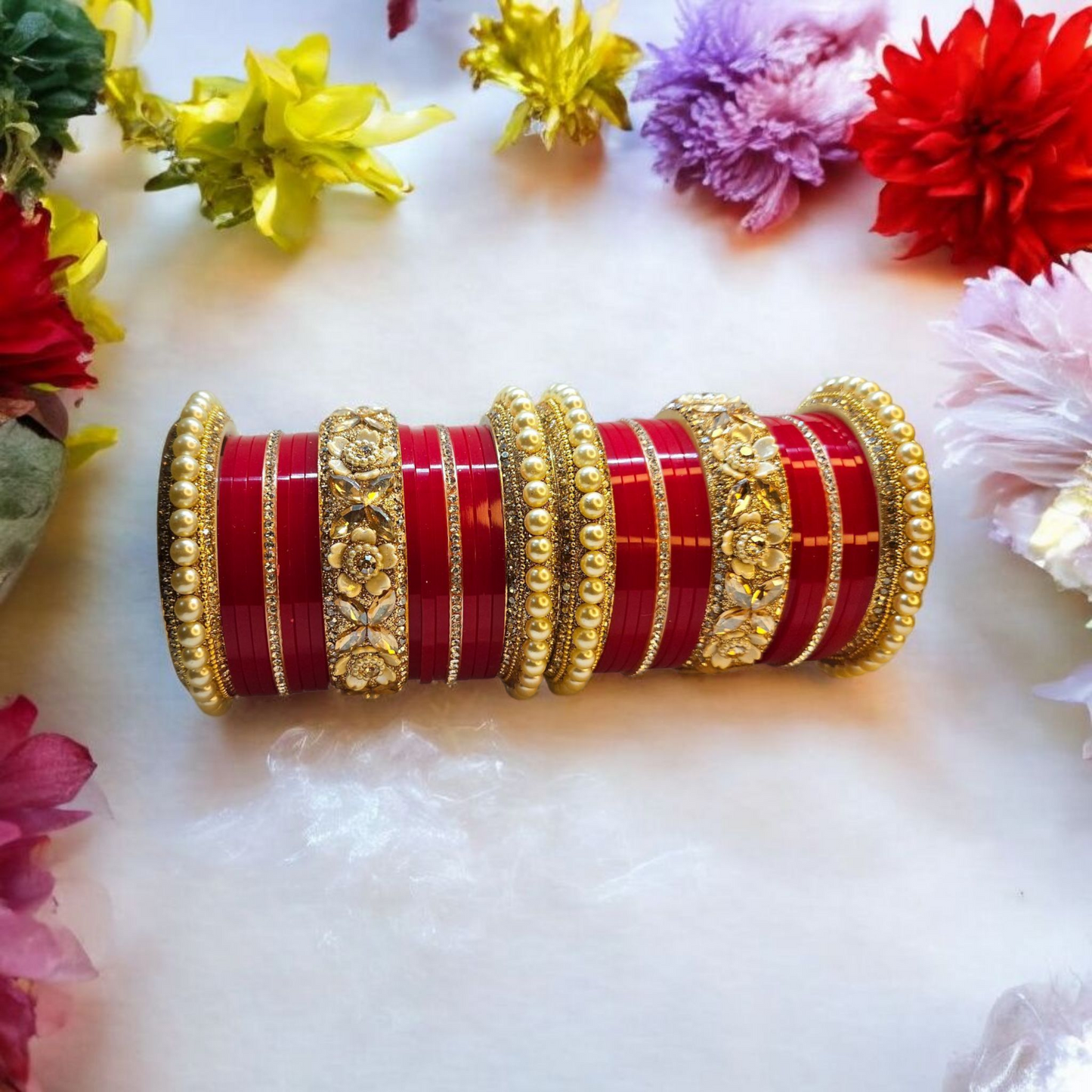 NY LIFESTYLES Bridal Punjabi Chuda Bangle Set for Women and Girls | Traditional Bridal Chura Bangles Set