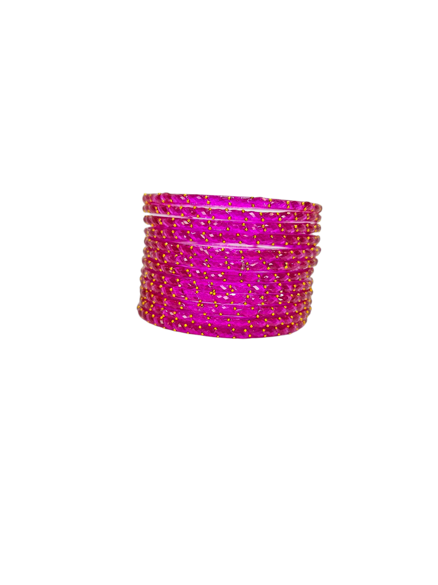 NY LIFESTYLES Plain and Glossy Finished Raindrop Glass Bangle Set For Women and Girls - Set of 12 (Queen Pink)