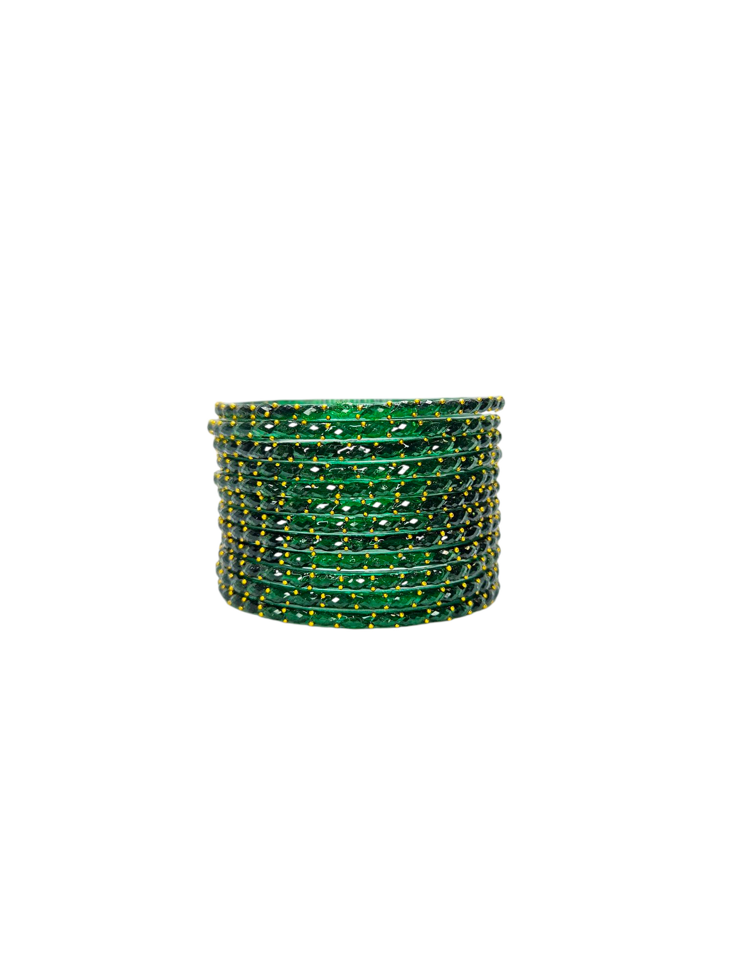 NY LIFESTYLES Plain and Glossy Finished Raindrop Glass Bangle Set For Women and Girls - Set of 12 (Dark Green)
