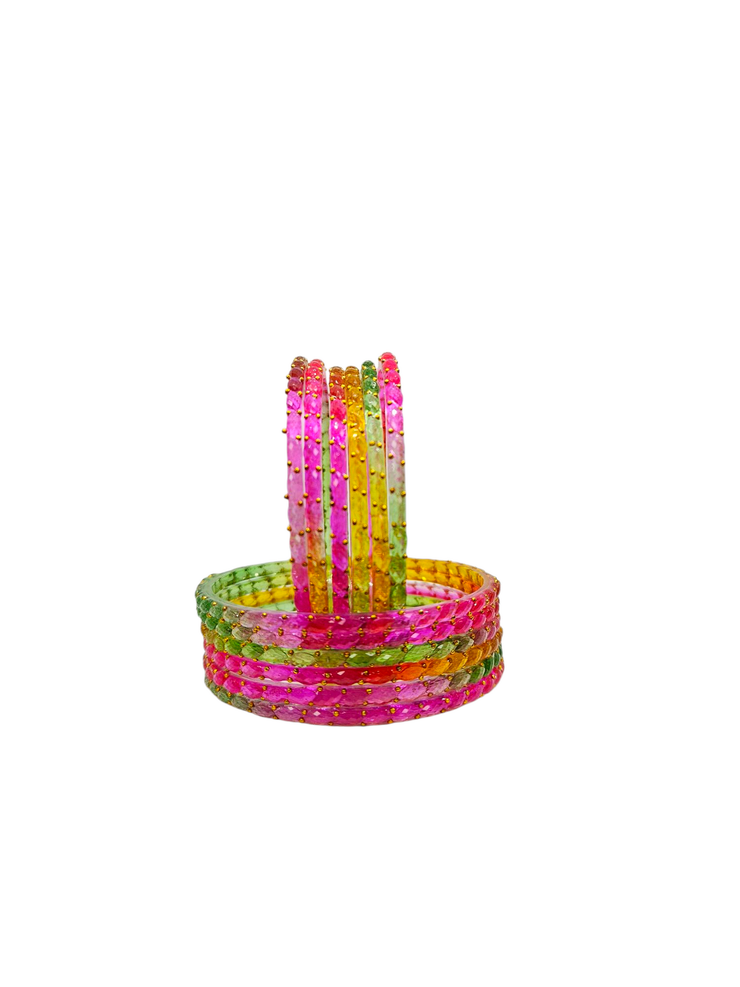 NY LIFESTYLES Plain and Glossy Finished Raindrop Glass Bangle Set For Women and Girls - Set of 12 (Light Multi)
