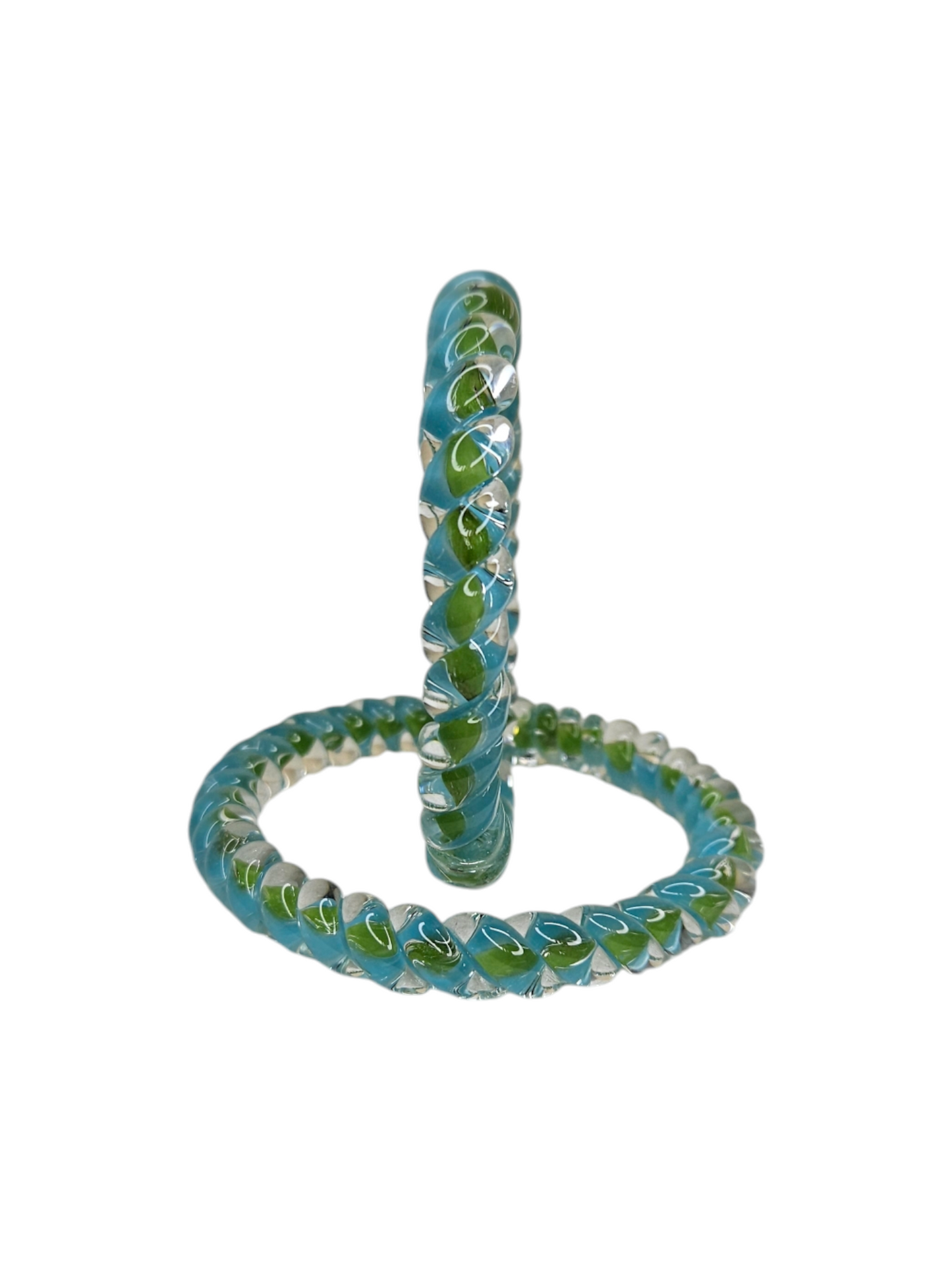 NY LIFESTYLES Spiral Design Glass Bangles for Women | Fancy Crystal Glass Bangles for Ladies and Girls (Blue with Green)