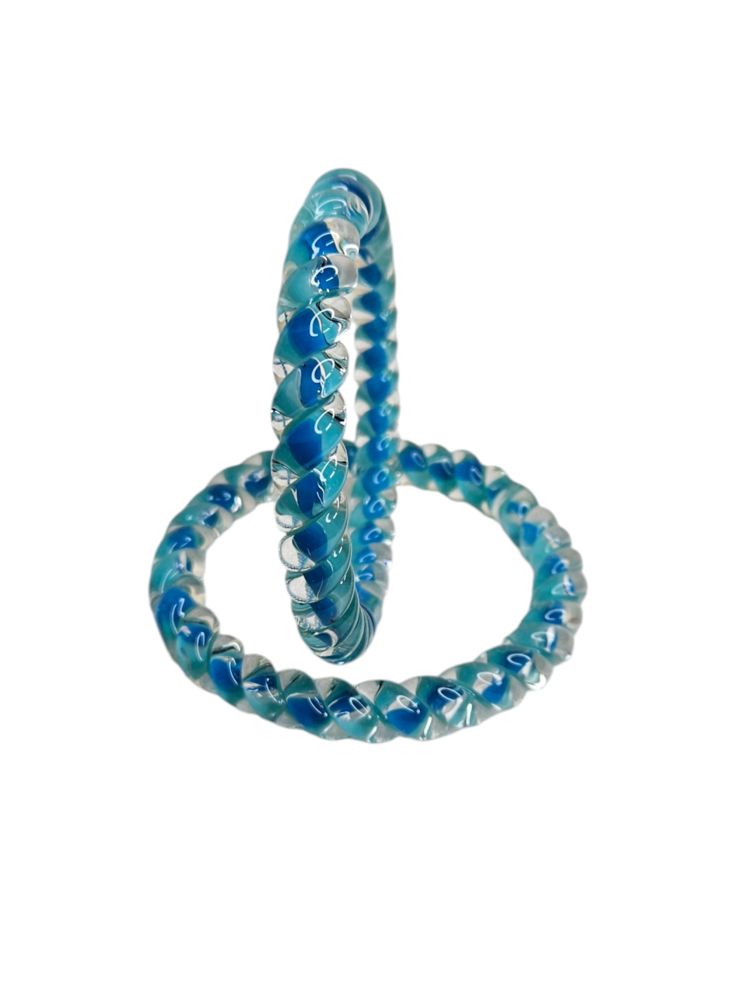 NY LIFESTYLES Spiral Design Glass Bangles for Women | Fancy Crystal Glass Bangles for Ladies and Girls (Blue with Sky Blue)