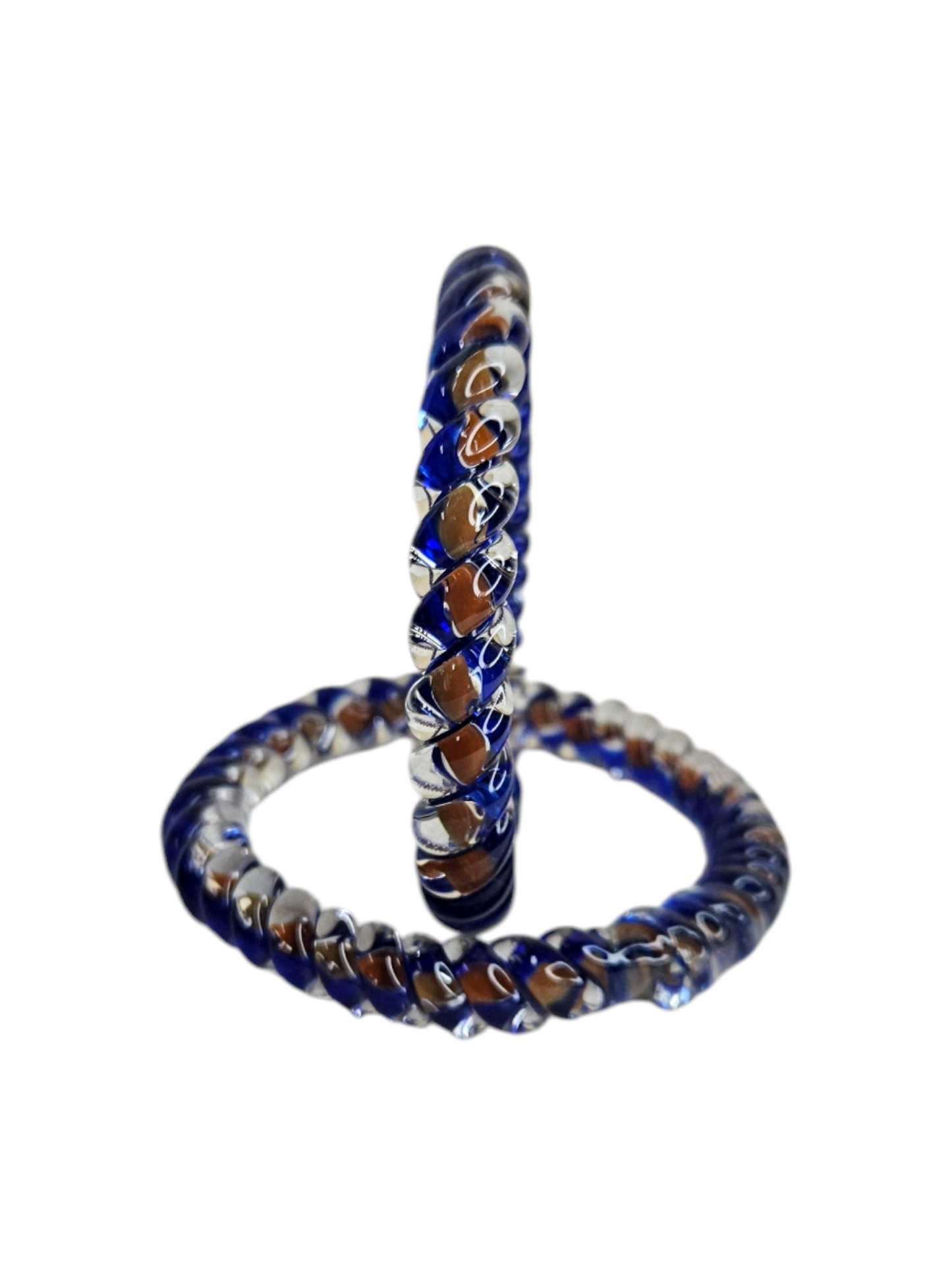 NY LIFESTYLES Spiral Design Glass Bangles for Women | Fancy Crystal Glass Bangles for Ladies and Girls (Blue with Brown)