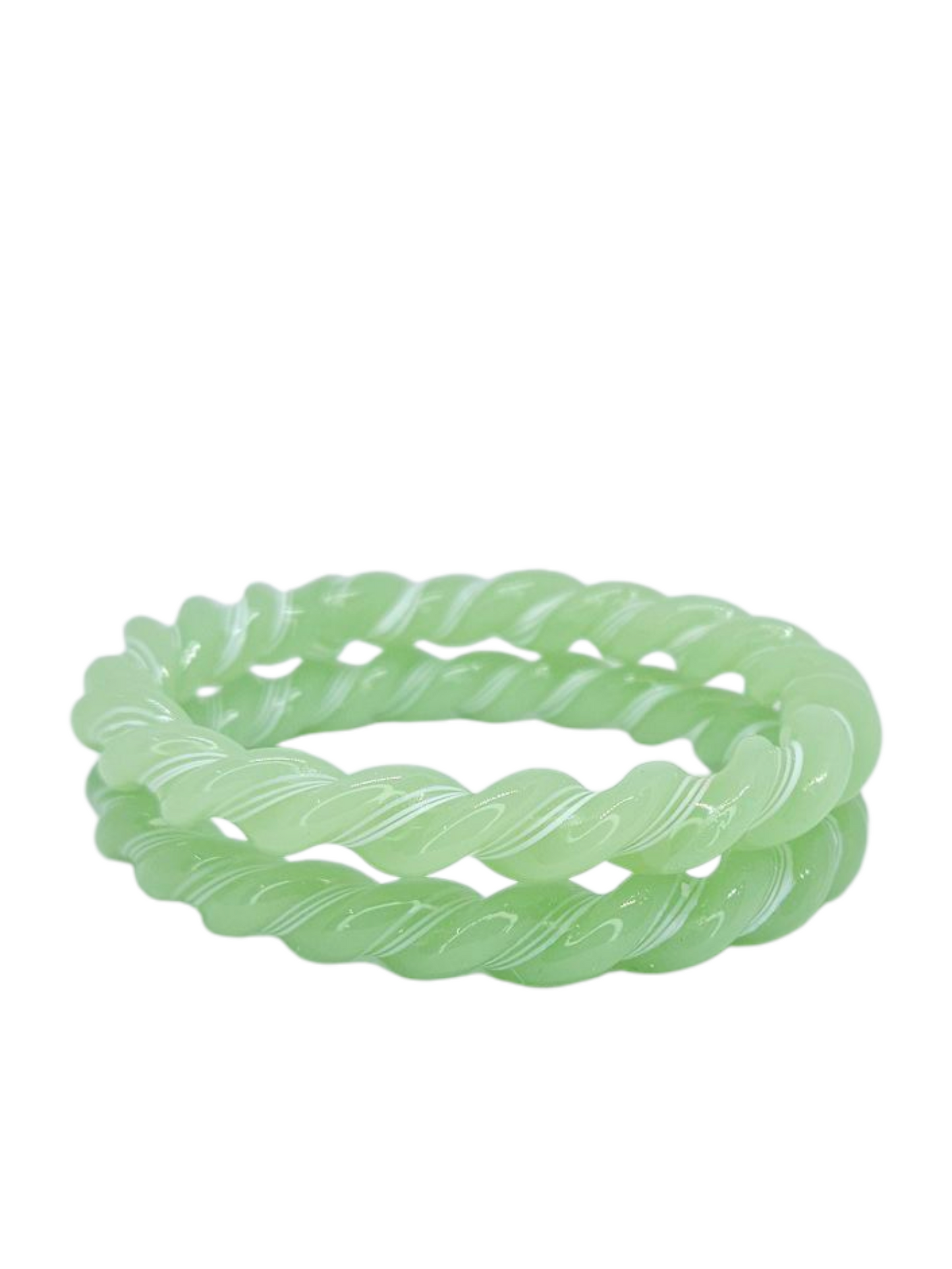 NY Lifestyles Twisted Design Crystal Glass Bangle – Handmade, Colorful Bohemian Glass Jewelry for Women, Lightweight & Unique, Fashionable Ethnic Bracelet (Pista)
