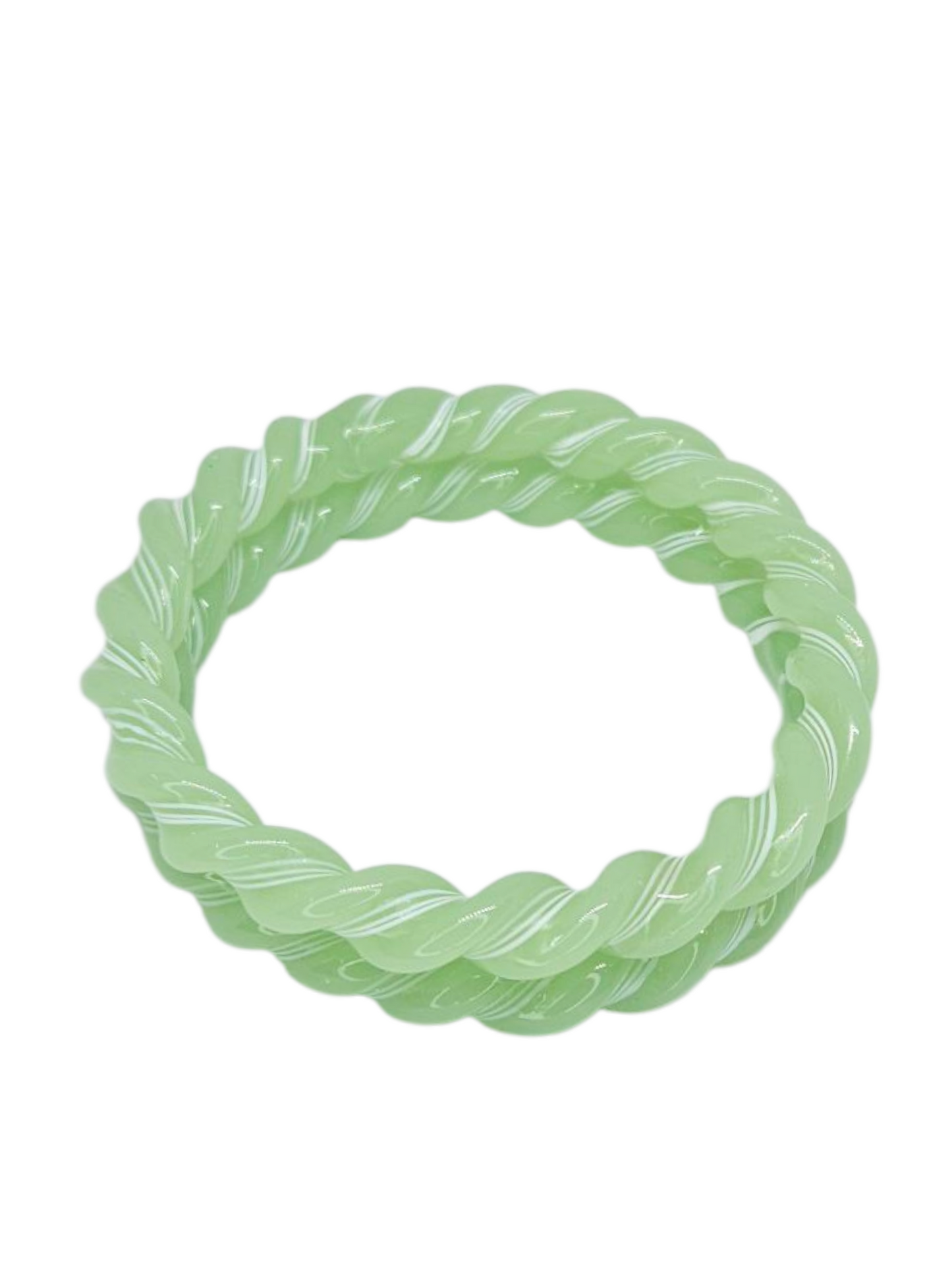 NY Lifestyles Twisted Design Crystal Glass Bangle – Handmade, Colorful Bohemian Glass Jewelry for Women, Lightweight & Unique, Fashionable Ethnic Bracelet (Pista)