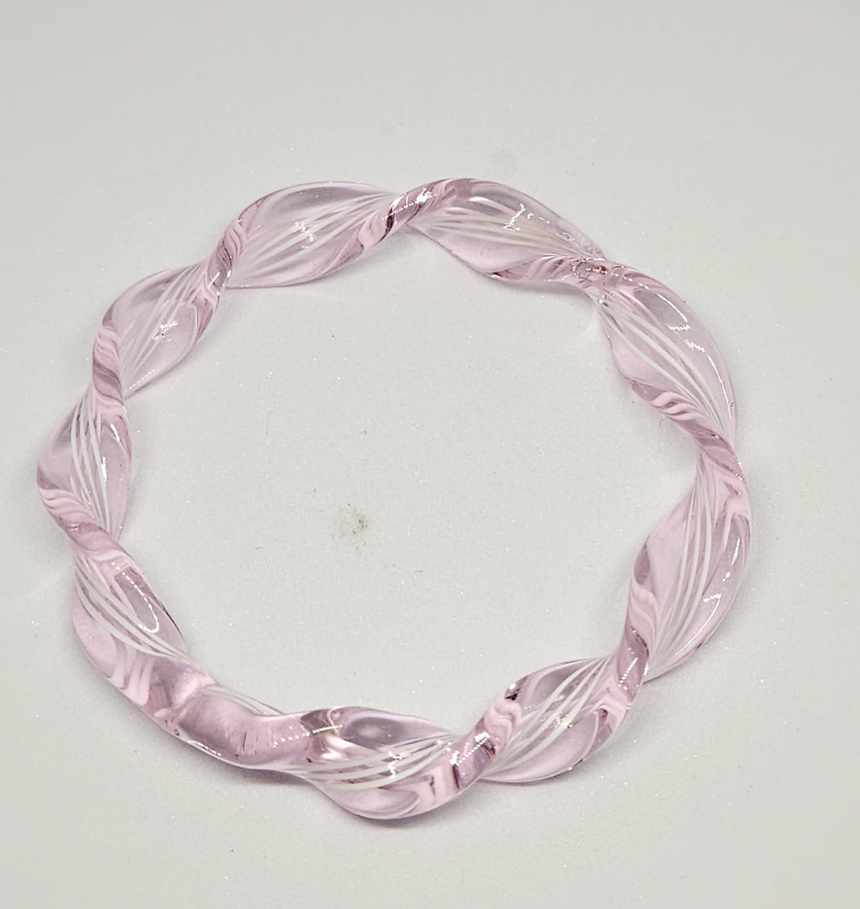 NY Lifestyles Twisted Design Crystal Glass Bangle – Handmade, Colorful Bohemian Glass Jewelry for Women, Lightweight & Unique, Fashionable Ethnic Bracelet (Pink)