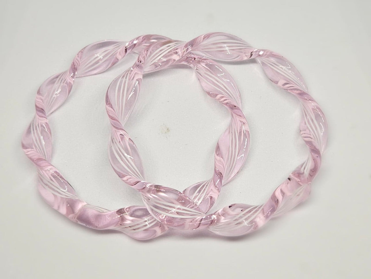 NY Lifestyles Twisted Design Crystal Glass Bangle – Handmade, Colorful Bohemian Glass Jewelry for Women, Lightweight & Unique, Fashionable Ethnic Bracelet (Pink)