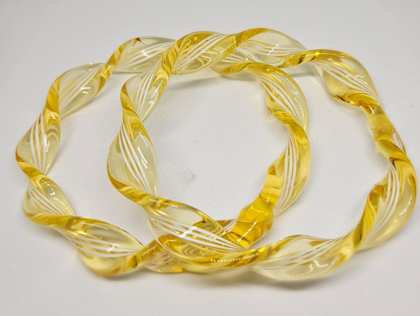 NY Lifestyles Twisted Design Crystal Glass Bangle – Handmade, Colorful Bohemian Glass Jewelry for Women, Lightweight & Unique, Fashionable Ethnic Bracelet (Yellow)