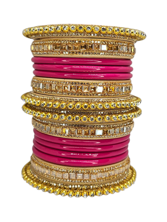 NY LIFESTYLES Traditional Lac/Lakh Bangles Set for Women & Girls | Rajasthani Chura Style | Ethnic Indian Wedding/Party Bangles set of 16