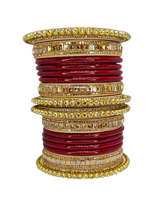 NY LIFESTYLES Traditional Lac/Lakh Bangles Set for Women & Girls | Rajasthani Chura Style | Ethnic Indian Wedding/Party Bangles set of 16