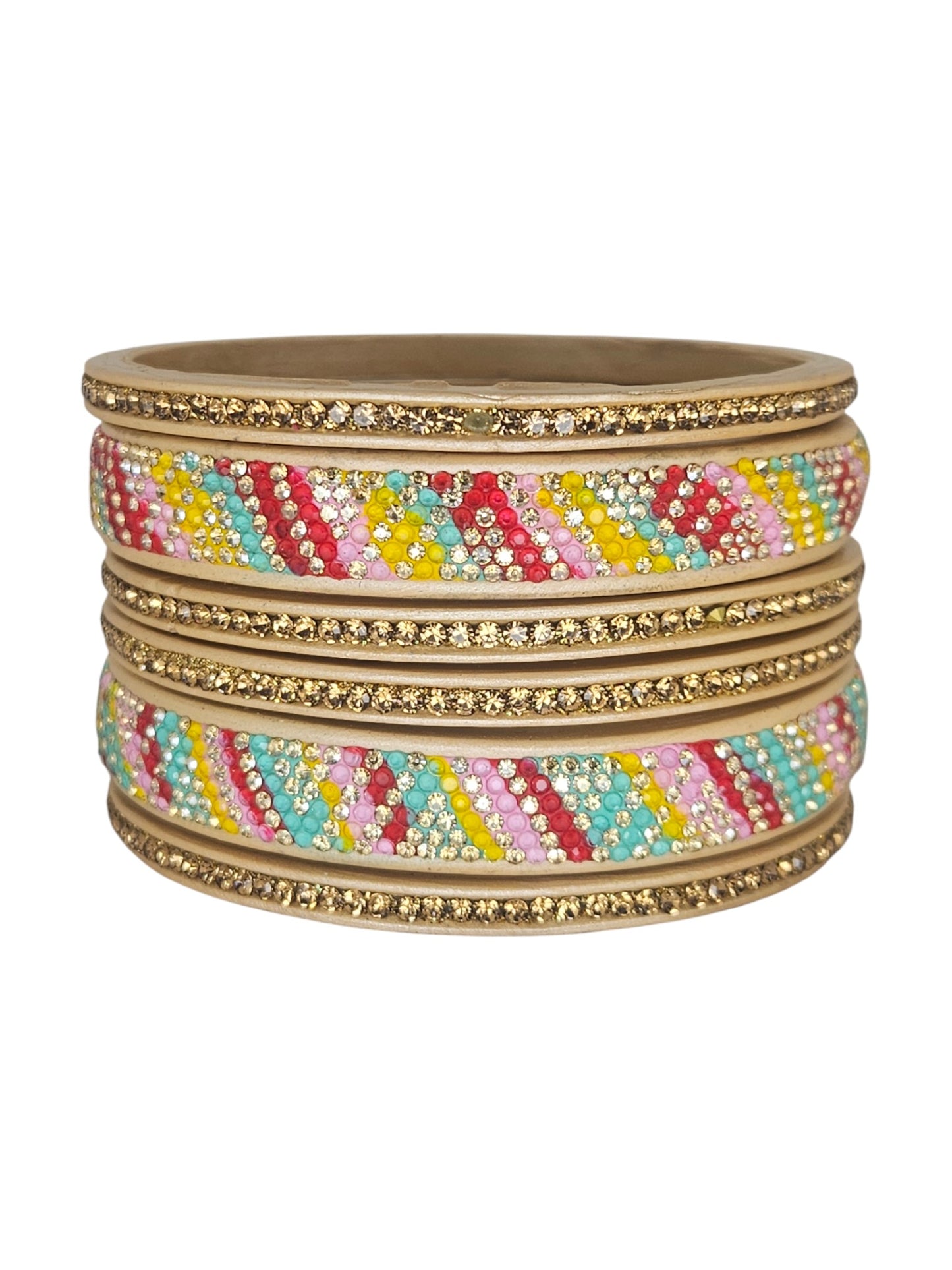 Lac Bangle set for Women Pyramid Stone Design Set of 6Pc