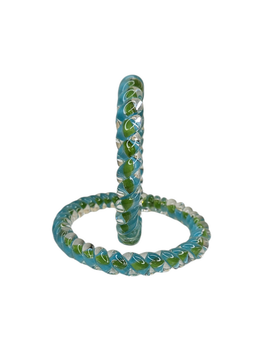 NY LIFESTYLES Spiral Design Glass Bangles for Women | Fancy Crystal Glass Bangles for Ladies and Girls (Blue with Green)