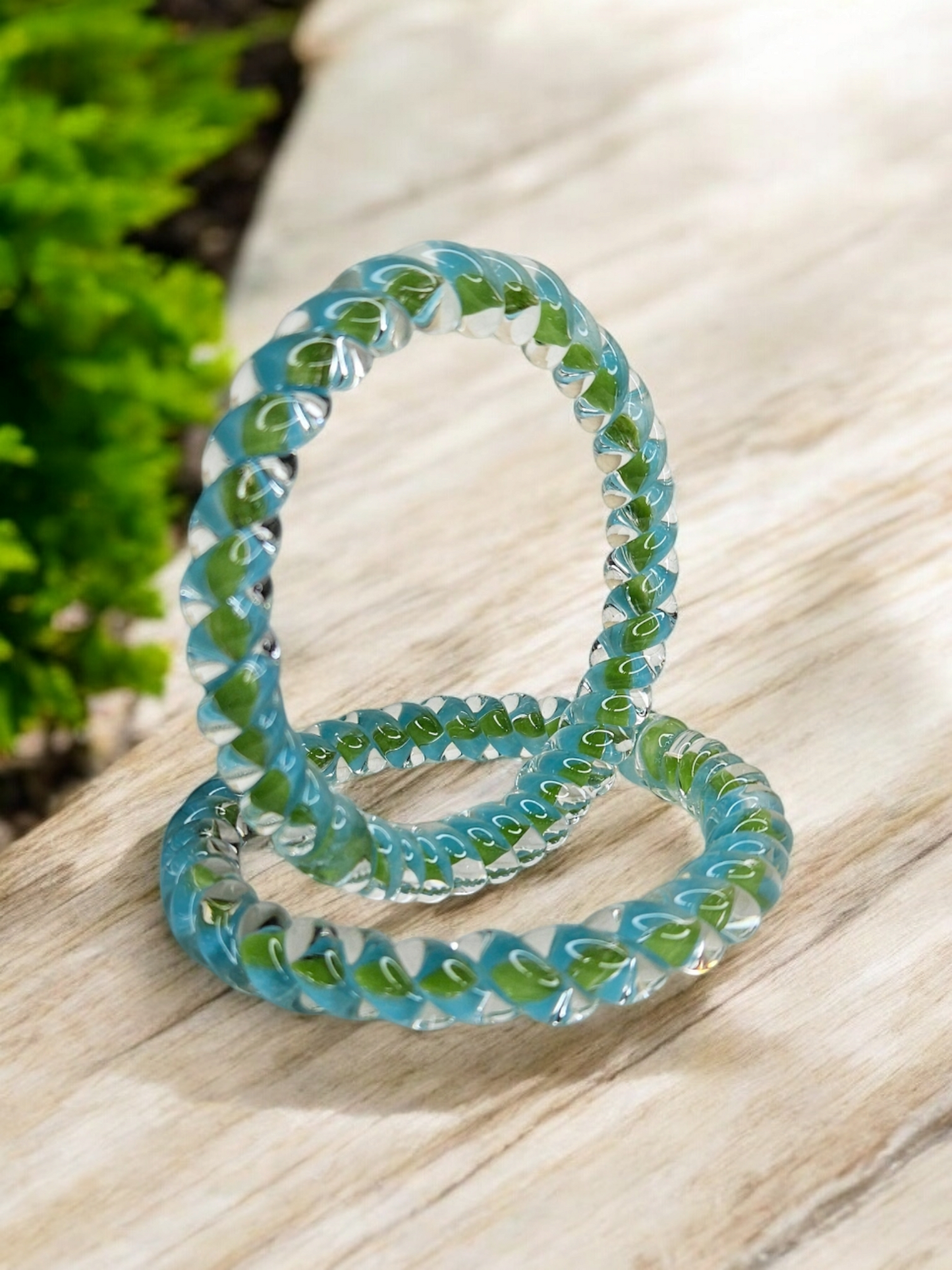 NY LIFESTYLES Spiral Design Glass Bangles for Women | Fancy Crystal Glass Bangles for Ladies and Girls (Blue with Green)